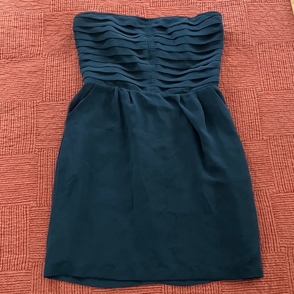 Women’s Size 4 - Sparkle & Fade Pleated Strapless teal Dress - Picture 6 of 15